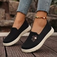 thumbnail image 3 of Women's Woven Orthopedic Shoes Breathable Walking Sneakers with Arch Support Wide Slip on Comfortable Work Slip Loafers 1-Black Size 7.5, 3 of 5