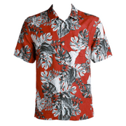 Tommy Bahama Men's Festive Foliage Silk Blend Camp Shirt , Cherry Stone , M