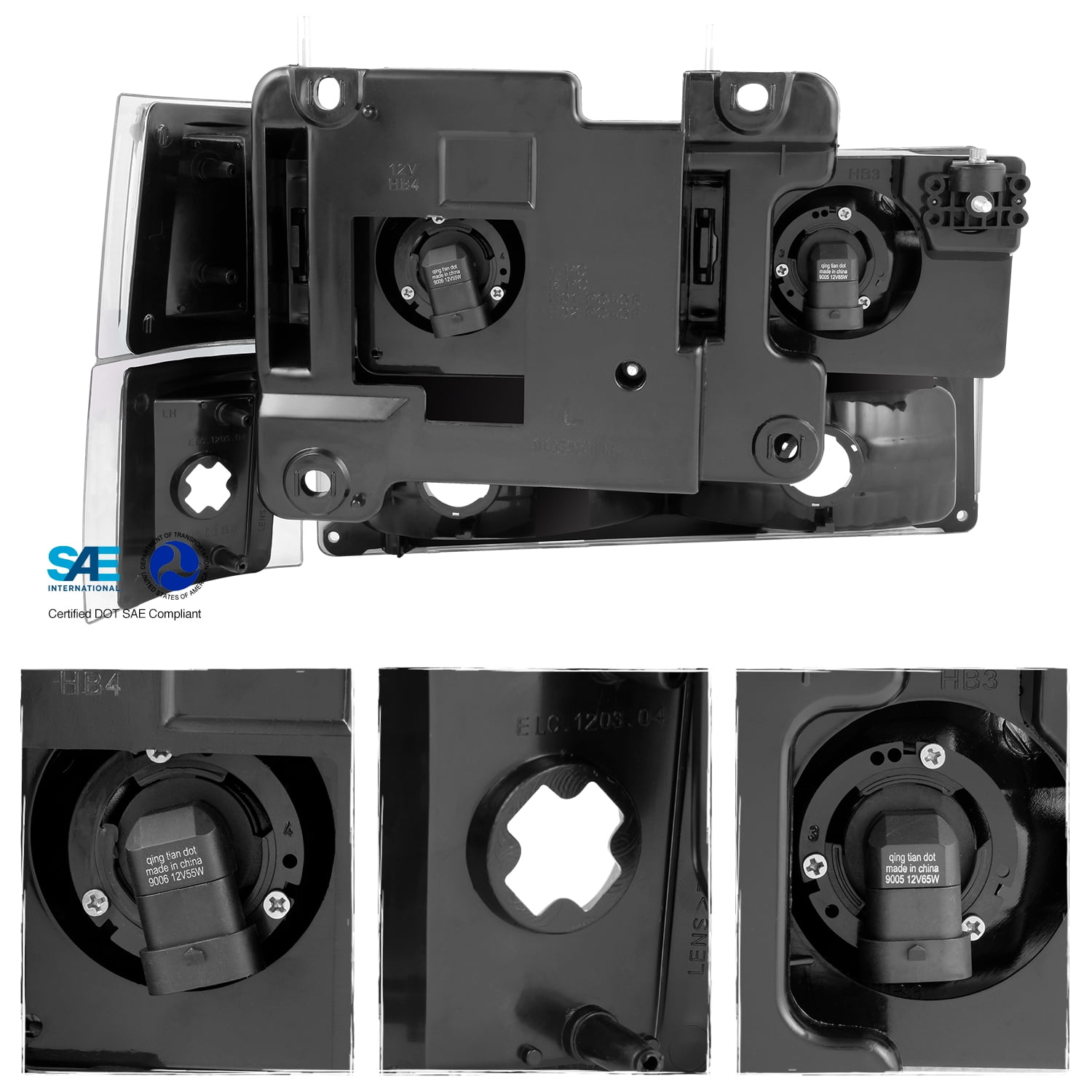 AKKON - For 1994-1998 Chevy C/K 1500/2500/3500 Tahoe Suburban Full Size C10 Black Headlights Left+Right Headlamp