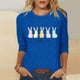 thumbnail image 2 of Tops de Cuello Redondo para las Mujeres Pascua Impresa 3/4 Mangas Blusa, Ligera Imitación Algodón Top Casual, 2 of 5