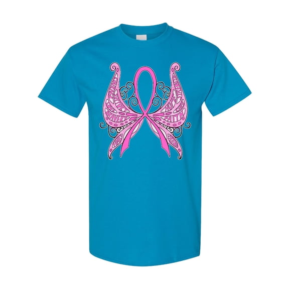 Inktastic Breast Cancer Awareness with Butterfly Ribbon Words T-Shirt