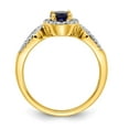 thumbnail image 2 of 14K Yellow Gold Ring Band Gemstone Sapphire Oval Blue Round Diamond, Size 9, 2 of 3