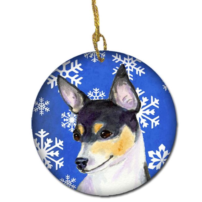 Chihuahua Winter Snowflakes Holiday Christmas Ceramic Ornament
