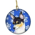 thumbnail image 1 of Chihuahua Winter Snowflakes Holiday Christmas Ceramic Ornament, 1 of 1
