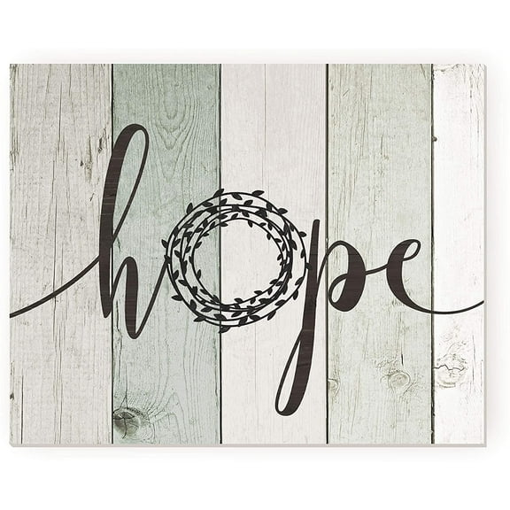 Hope Wreath Rustic Wood Wall Sign 12x15 (Unframed)