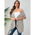 thumbnail image 6 of SHOWMALL Women's Plus Size Summer Shrugs Draped Front Open Boleros Light Gray 3X Casual Short Sleeve Lightweight Cardigan Layering Coat, 6 of 8