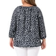 thumbnail image 3 of Agnes Orinda Women's Plus Size Polka Dot 3/4 Sleeve  Blouses Casual Tunic Crew Neck Shirts 1X Navy Blue, 3 of 5