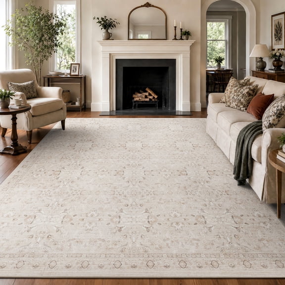 SIXHOME 5'x7' Area Rugs for Living Room Farmhouse Area Rug Machine Washable Neutral Rugs Beige