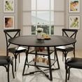 thumbnail image 4 of Table de Salle à Manger Ronde Moderne Noire à Dessus Haut pour 4-6 – Étagères de Rangement à 2 Niveaux – Base en Métal – Design Circulaire Gain de Place pour Petits Espaces, Noir, 47 Pouces, 4 of 7