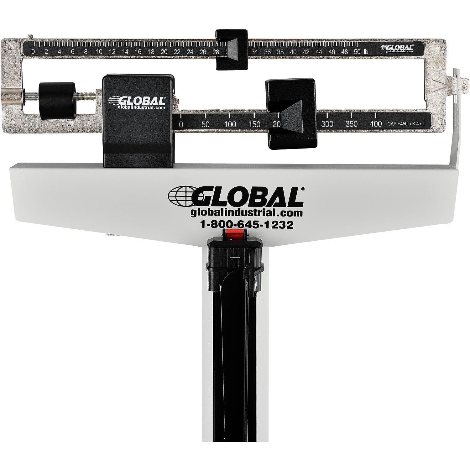 Physician Beam Scale with Height Rod, 450 Lbs Capacity, 10-7/8"L x 20-7/8"W x 58-7/16"H