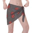 thumbnail image 3 of Kll Red Ladybugs On Dark Background Print Women'S Sarong Coverups Short Bathing Suit Wrap Skirt Beach Wrap Swimsuit Cover Ups, 3 of 7