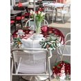thumbnail image 4 of Outdoor Tablecloth with Umbrella Hole and Zipper, Red Plaid Snowman Christmas Round Table Cloth 60 Inch Waterproof Tablecloth, Xmas Tree Snowflake Balls Picnic Table Cover for Patio Camping, 4 of 7