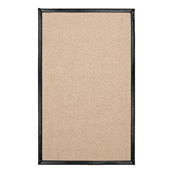 Linon Empire Machine Tufted Wool 5'x8' Rug in Natural and Black Leather