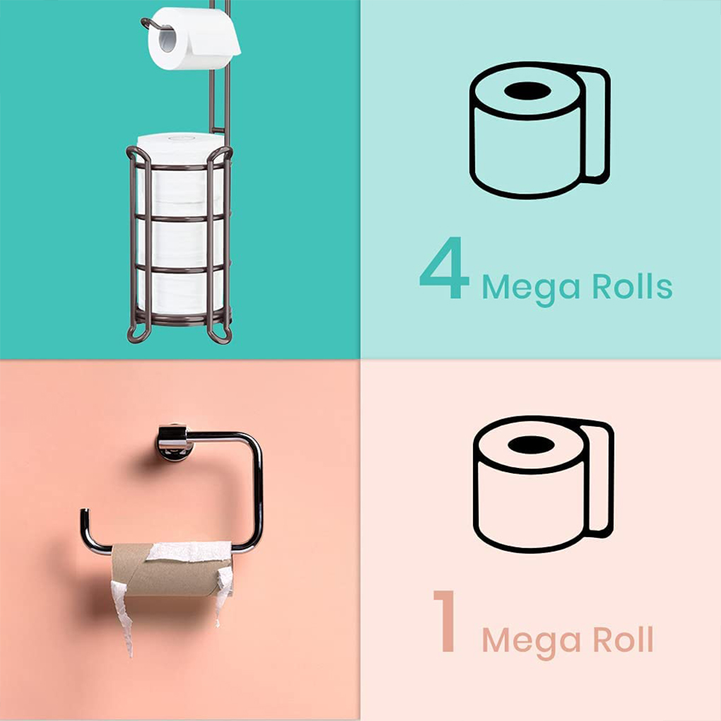 Iron 3 in 1 Roll Paper Holder Paper Holder Portable Detachable Simple Style Removable Kitchen Bathroom Toilet Tissues Stand Accessories
