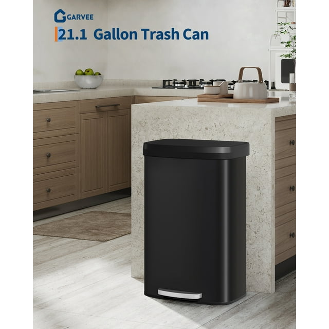 AKDSteel 21 Gallon (80l) Stainless Steel Recycling Bin, In-Home Metal Trash Can With Liner Rim And Soft Close Lid