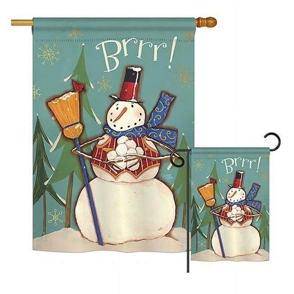 Breeze Decor BD-WT-H-114159-IP-BO-D-US18-WA  Winter Snowman Brrr Wonderland Impressions Decorative Vertical 28 x 40 in. Double Sided House Flag