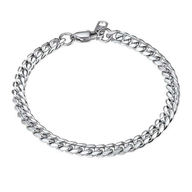 PROSTEEL Eslabón Cubano 6MM de Ancho de Acero Inoxidable Cadena Pulseras Punk para Hombre Mujer Joyería Regalo, 21Longitud