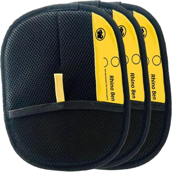 Goalintent Pet Hair Remover, Rhino Ben Pet Hair Remover, Reusable Electrostatic Gloves Pet Hair, Pet Double-Sided Grooming Glove for Couch, Furniture, Carpet, Car Seat (3PC)