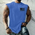 thumbnail image 2 of Men's Wide Shoulder Vest - Patriotic Printed Slimming Fitness Waistcoat - Quick-Dry Fabric for Gym Workouts, Jogging, or Patriotic Events,Blue M, 2 of 4