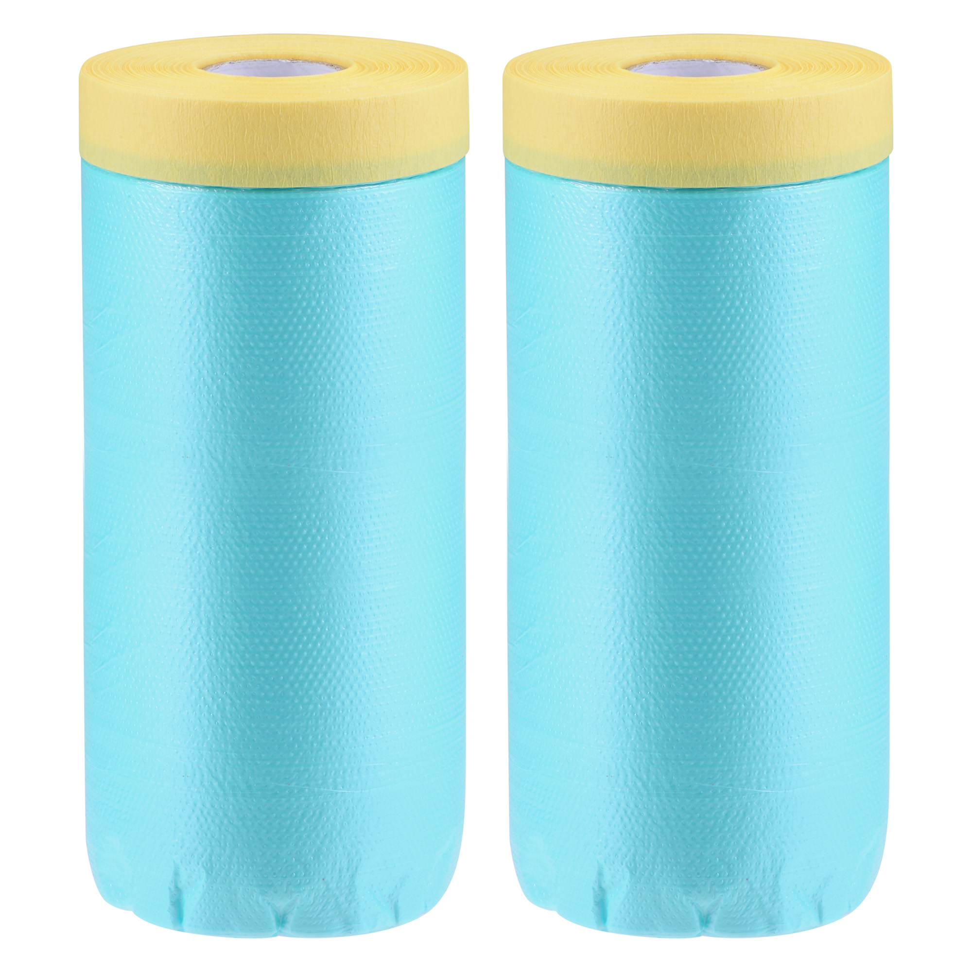 Uxcell 59 in x 65 Ft Pre-Taped Masking Film with Low-Tack Painters Tape for Painting Protection 2 Pack (Blue)
