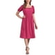 thumbnail image 1 of INSPIRE CHIC Vestidos de Ojal para Mujeres con Cuello Cuadrado, Manga Corta Abullonada, Casual, Corte A, Vestido Midi de Verano L Rosa Fucsia Oscuro, 1 of 6