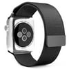 Moonmini Apple Watch 42mm Stainless Steel Mesh Bracelet Replacement Band Alternative Strap with Metal Clasp and Unique Magnet Lock (Black)
