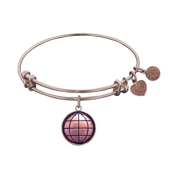 Pink Smooth Finish Brass Earth Angelica Bangle Bracelet, 7.25"