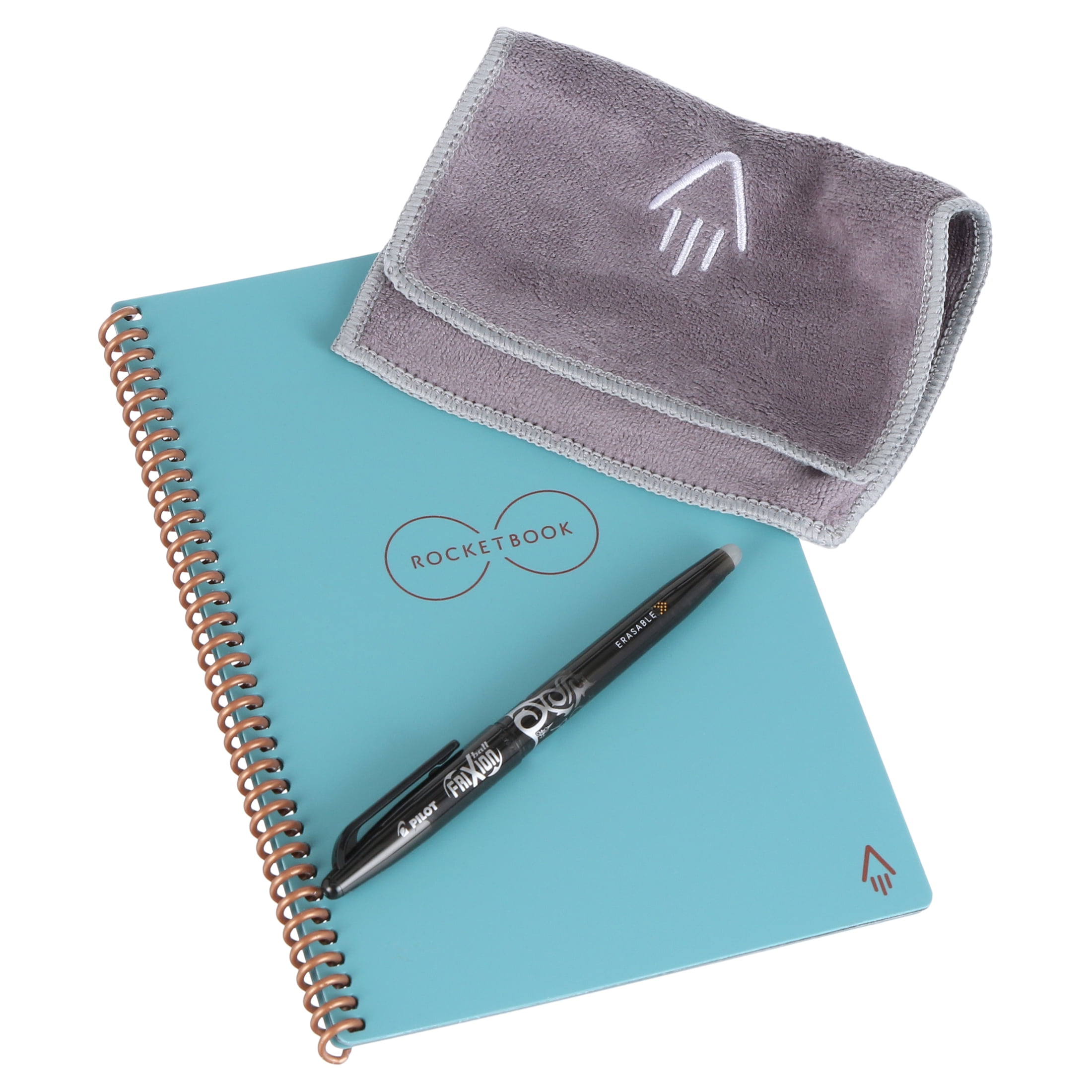 Lined Eco-Friendly Notebook with 1 Pilot Frixion Pen & 1 Microfiber Cloth Included 6 x 8.8 Executive Size Rocketbook Smart Reusable Notebook Neptune Teal Cover 