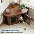 thumbnail image 2 of Corner Dog Crate Furniture, 52" Wooden Dog Crate Kennel with Cushion and Double Doors, Heavy Duty Dog Crates Cage Furniture for Medium Dogs Indoor, Walnut Large, 2 of 7