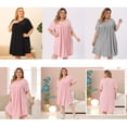 thumbnail image 4 of Agnes Orinda Women's Plus Size Mother's Day Night Shirts Short Sleeve Round Neck Pajamas Nightgowns 2X Black, 4 of 8