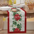 thumbnail image 1 of New Red Poinsettia Christmas Table Flag Snowflake Decorative Vintage Linen Tablecloth Tablecloth, 1 of 6