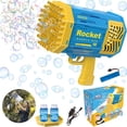 thumbnail image 1 of 69-Hole Rocket Bubble Gun – Automatic Bubble Machine with LED Lights, Rechargeable Battery, 2 Bubble Solution Bottles & Tray – Bazooka Bubble Blower Toy for Kids Outdoor Fun, 1 of 5