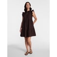 thumbnail image 3 of Time and Tru Women's and Women's Plus Cotton Mini Dress with Flutter Sleeves, Sizes XS-4X, 3 of 6