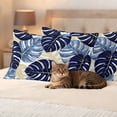 thumbnail image 3 of Blue Palm Leaves Outdoor Waterproof Pillow Covers, Farmhouse Summer Beige Tropical Plants Decorative Rectangle Throw Pillowcase Sofa Cushion Sham for Patio/Couch/Chair, 20"x12" 2 Pack, 3 of 8