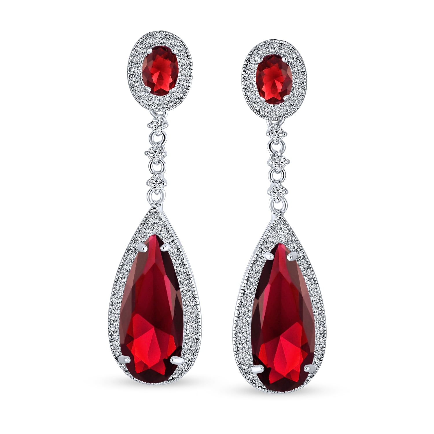 Clip on 2 3/4 Gold and Dark Red Hard Plastic Dangle Teardrop Earrings