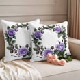 thumbnail image 2 of Floral Botanical Purple Outdoor Waterproof Pillow Covers, Spring Flowers Watercolor Decorative Square Throw Pillowcase Sofa Cushion Sham for Patio/Couch/Chair, 18"x18" 2 Pack, 2 of 8