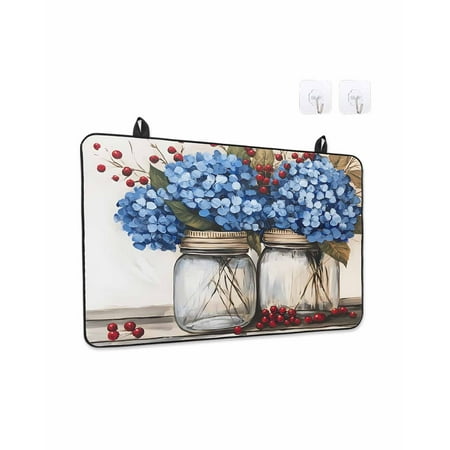 Stove Top Covers for Electric Stove 36x21 Inches Blue Floral Heat Insulation Fireproof Glass Cooktop Protector Bottle Floral Farm Fruit Spring Summer Countertop Stovetop Cover for Kitchen