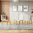thumbnail image 3 of NYEESS Set of 4 White PU Dining Chairs with Buckle Backrest and Gold Metal Legs, 3 of 10