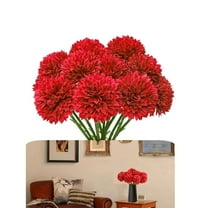 Silk Chrysanthemum Flowers,QZS Artificial Chrysanthemum Ball Flowers,11.8x3In Arrangement Bouquet for Presents,Party,Wedding Decor,12Pack,Red
