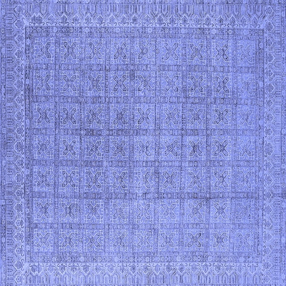Ahgly Company Indoor Square Oriental Blue Industrial Area Rugs, 8' Square