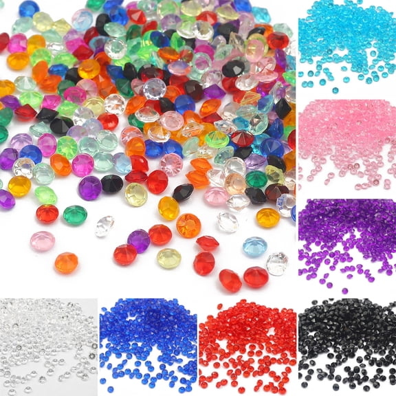 Dserhfy 1000Pcs Acrylic Rhinestones Colorful Resin Faux Crystal Gems DIY Crafts Vase Fillers Weddings Home Table Decor