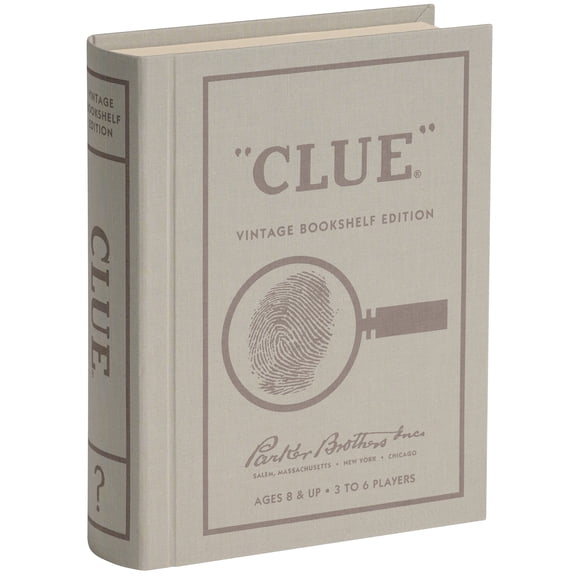 WS Game Company Clue Vintage Bookshelf Edition, Mystery Board Game for 3 to 6 Players, Ages 8 and Up