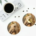 thumbnail image 4 of Fuzoiu Rainbow White Horse Print Leather Coasters Set,Drink Coasters Set of 4,for Tabletop Protection, Durable PVC Coasters,Home Décor and Housewarming Gift-Round Shape, 4 of 6