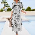 thumbnail image 3 of Old Newspaper Long Sleeved Shirt Dress summer dress loose women's dress women's clothing trend wedding dresses for parties, 3 of 6