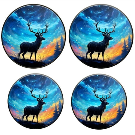 

Bahomeck Electric Stove Burner Covers Set Of 4 Majestic Deer With Antlers Stands Under The Starry Sky Metal Gas Stove Burner Covers Protecting Gas Stoves 8 Inch And 10 Inch
