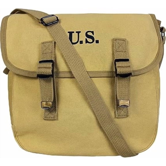 Canvas Backpacking for Camping Men Backpacks Vintage 12" Musette Satchel Bags Haversack Khaki