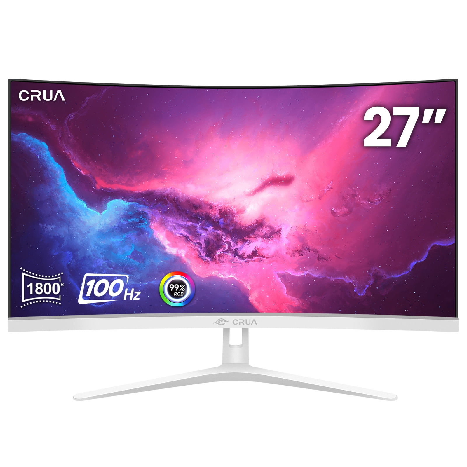 CRUA 27 Inch FHD 100Hz Curved Monitor,1080P 1800R 99% sRGB PC 