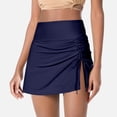 thumbnail image 2 of ERkkoi Womens High Waisted Swim Skirt with Split Sporty Drawstring Skirted Swim Bottom with Built-in Panty Dark Blue XXL, 2 of 6