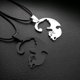 thumbnail image 4 of Caliente de acero inoxidable blanco negro Gato Kitty colgante rompecabezas a juego collar cadena para pareja amante San Valentín JM, 4 of 6