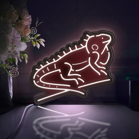 Iguana Led Light Box, Dimmable Neon-Like Light Signs USB Power for Wall Decor Bedroom Decoration, Static Light (WxH) 8"x7"